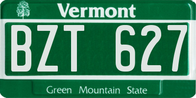 VT license plate BZT627