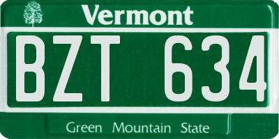 VT license plate BZT634