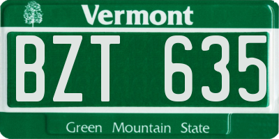 VT license plate BZT635