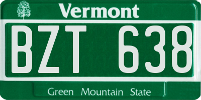 VT license plate BZT638