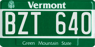 VT license plate BZT640