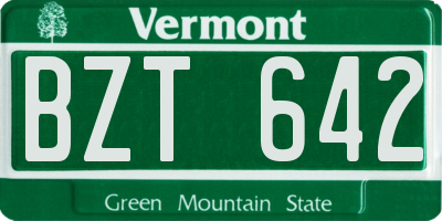 VT license plate BZT642