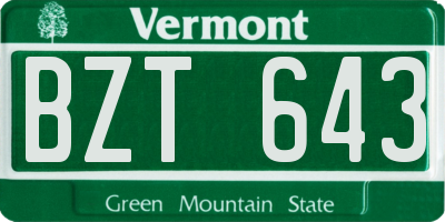 VT license plate BZT643