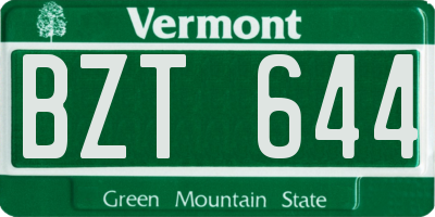 VT license plate BZT644