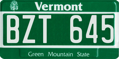 VT license plate BZT645