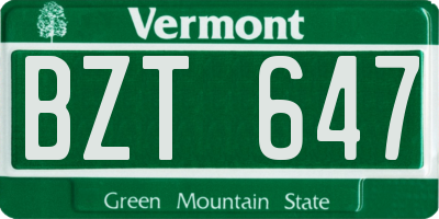 VT license plate BZT647