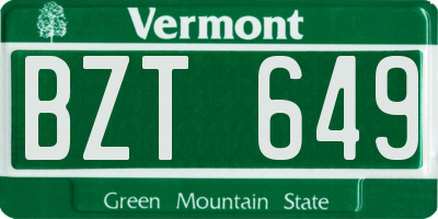 VT license plate BZT649