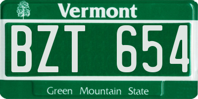 VT license plate BZT654