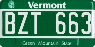 VT license plate BZT663