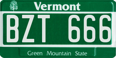 VT license plate BZT666