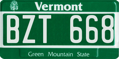 VT license plate BZT668