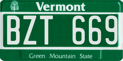 VT license plate BZT669