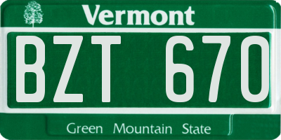 VT license plate BZT670