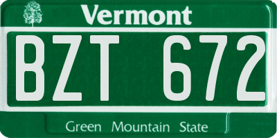 VT license plate BZT672
