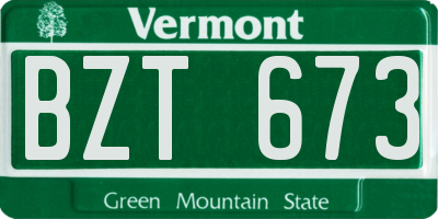 VT license plate BZT673