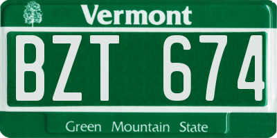 VT license plate BZT674