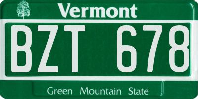 VT license plate BZT678