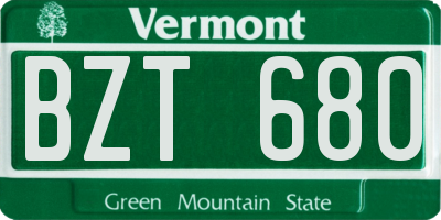 VT license plate BZT680