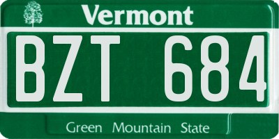VT license plate BZT684