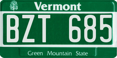 VT license plate BZT685