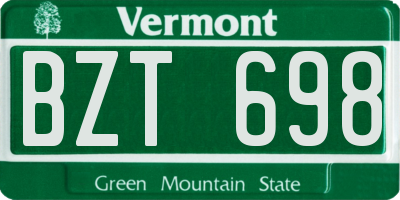 VT license plate BZT698