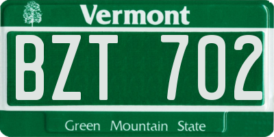 VT license plate BZT702