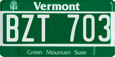 VT license plate BZT703