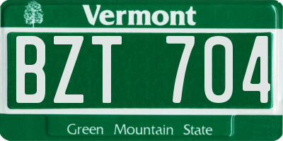VT license plate BZT704