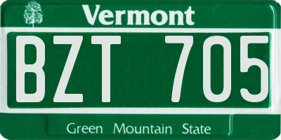 VT license plate BZT705