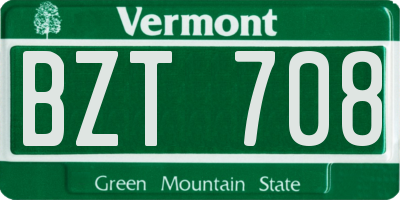 VT license plate BZT708