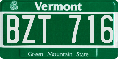 VT license plate BZT716