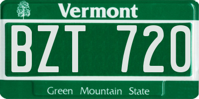 VT license plate BZT720