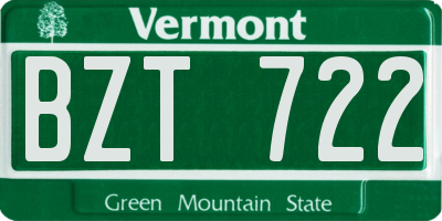 VT license plate BZT722