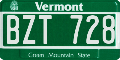 VT license plate BZT728