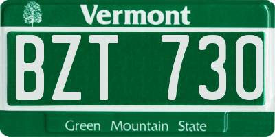 VT license plate BZT730