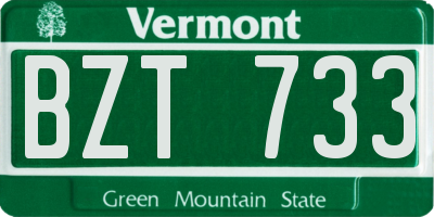 VT license plate BZT733