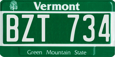 VT license plate BZT734