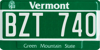 VT license plate BZT740
