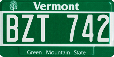 VT license plate BZT742