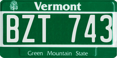 VT license plate BZT743