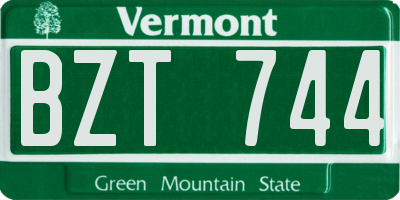 VT license plate BZT744