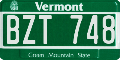 VT license plate BZT748