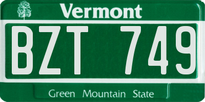VT license plate BZT749
