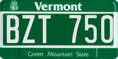 VT license plate BZT750
