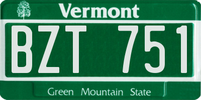 VT license plate BZT751