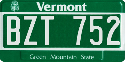 VT license plate BZT752