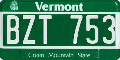 VT license plate BZT753