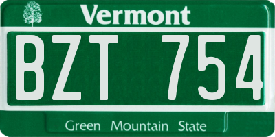 VT license plate BZT754