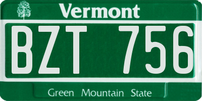 VT license plate BZT756