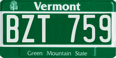VT license plate BZT759